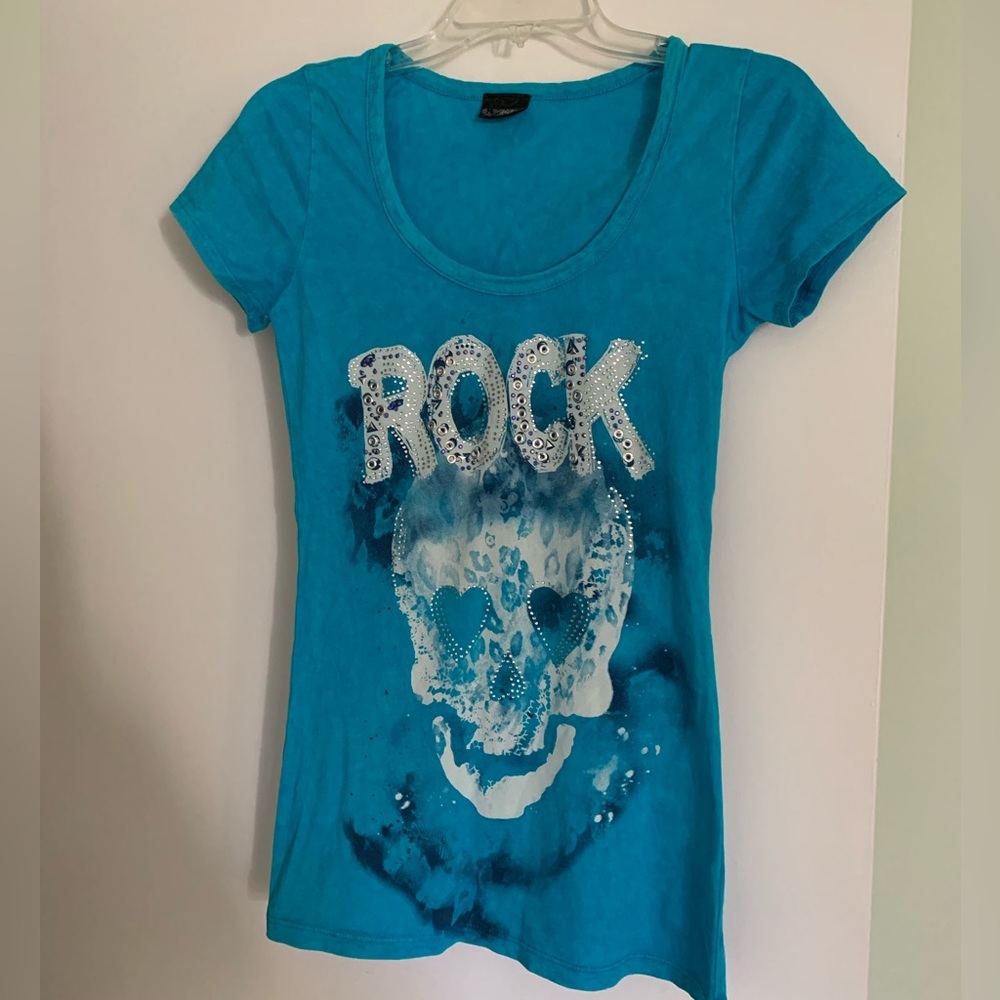 Day trip Rock scull blue/aquamarine woman t-shirt